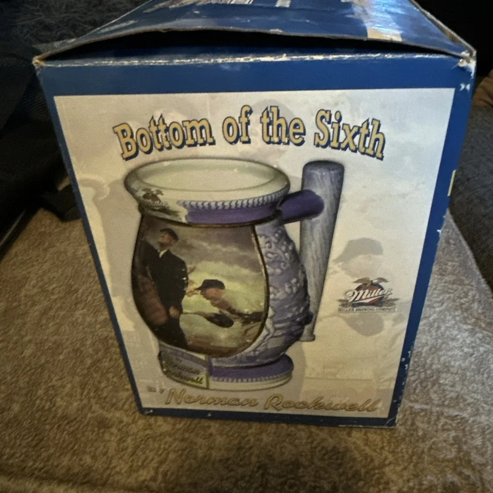 Miller Brewing NORMAN ROCKWELL 2001 Collector Beer Stein BOTTOM OF THE 6TH COA